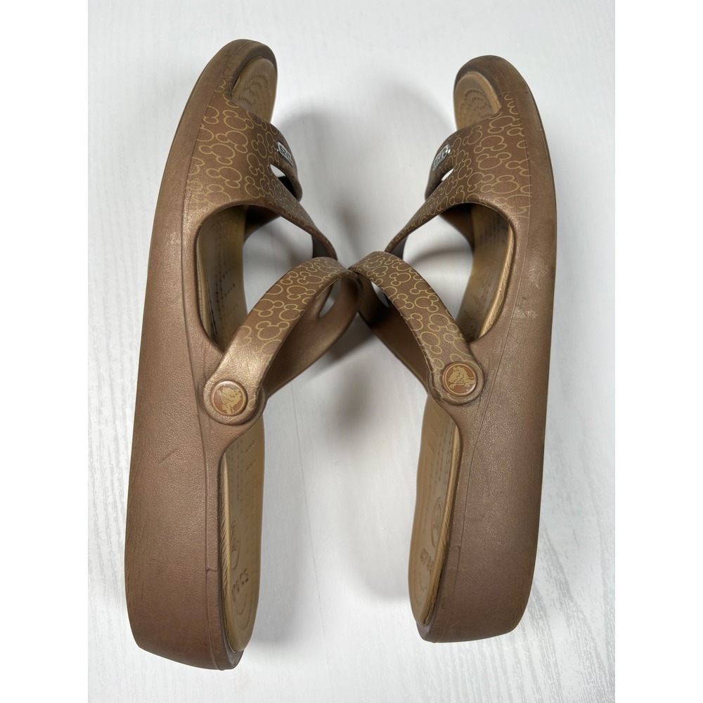 Crocs Disney Mickey Mouse Patricia Strappy Wedge Sandals Womens 8 Brown Bronze - Picture 11 of 13